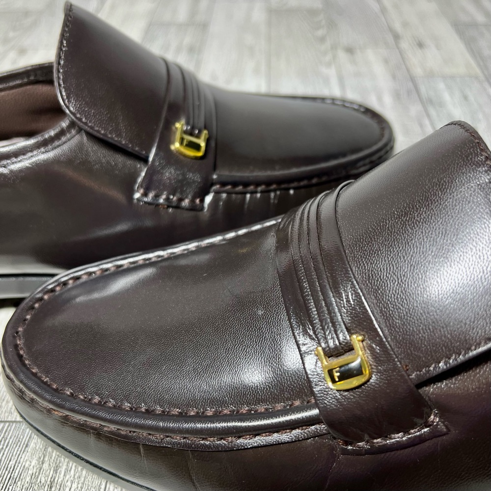 Florsheim Riva Moc Toe Gold Bit Brown Loafer Slip On Dress Shoes 10 3E Wide NWOT - Picture 2 of 8